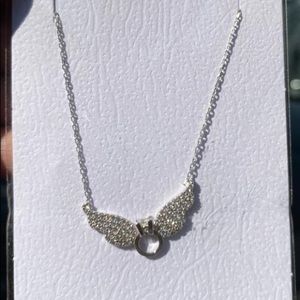 Silver diamond angle ring women’s necklace